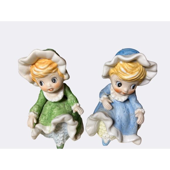 Adorable Pair Of Bisque Porcelain Girls With Bloomers - Picture 13 of 13